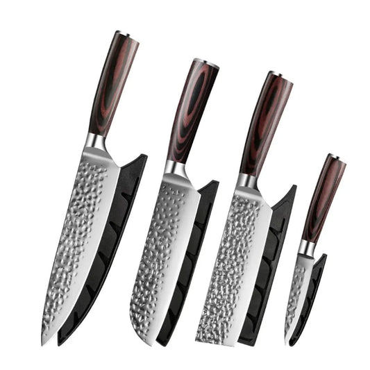 Set 4 cuțite HOCHO profesional, oțel japonez HRC 60 călire manuală, mâner Deluxe Pakka – imagine produs 2