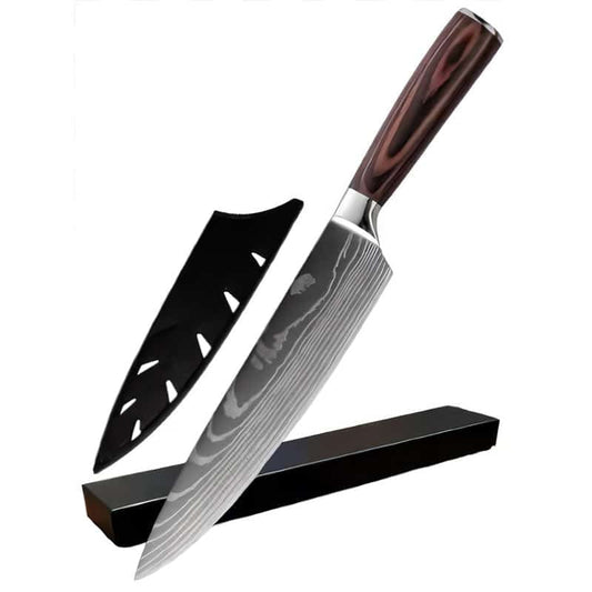 Cuțit profesional HOCHO Chef, oțel japonez HRC 60 călire laser, mâner Deluxe Pakka