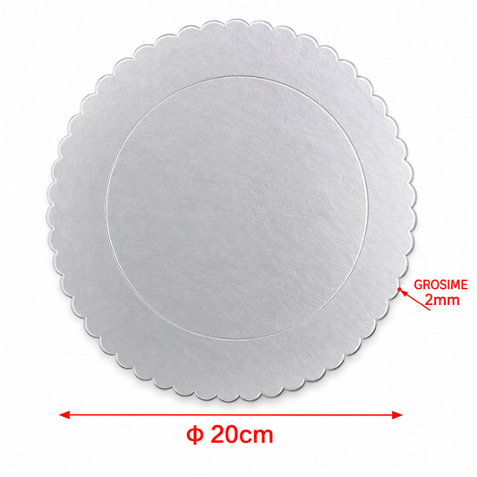 Suport rotund pentru tort, din carton alimentar laminat, Ø20 cm, grosime 2 mm
