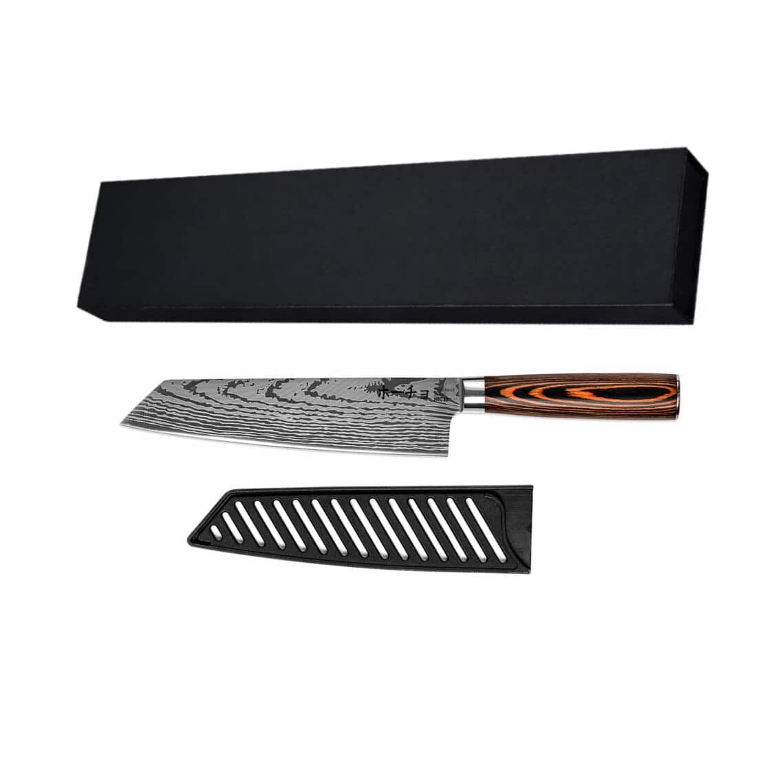 Cuțit profesional JP KIRITSUKE, oțel carbonificat japonez HRC 60 călire laser, mâner Deluxe Pakka