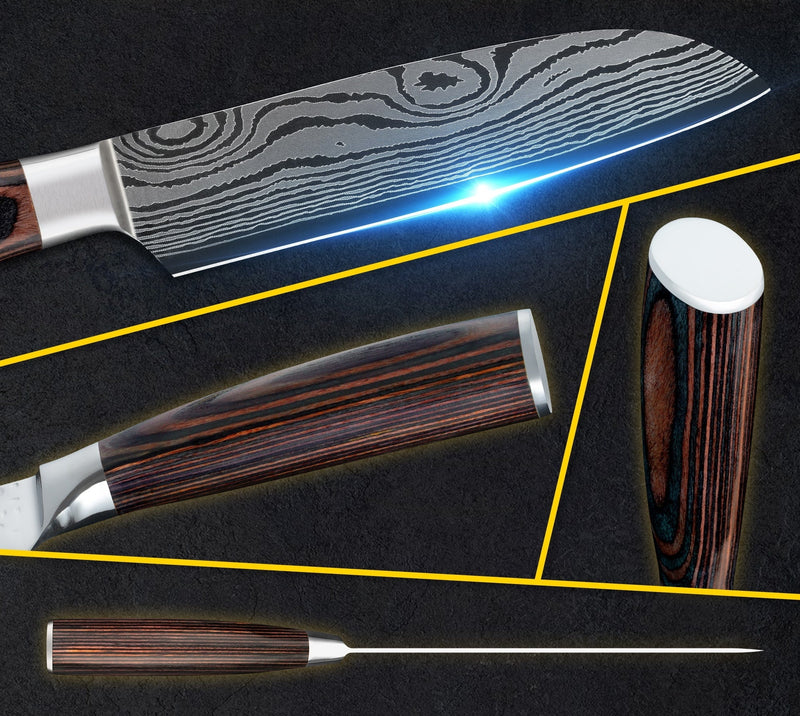 Cuțit profesional JP KAWAMUKI, oțel carbonificat japonez HRC 60 călire laser, mâner Deluxe Pakka – imagine produs 6