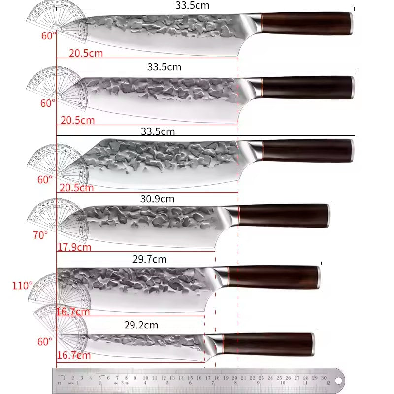 Set 6 cuțite profesionale seria Vintage, oțel japonez HRC 60 călire manuală, mâner de lemn – imagine produs 14