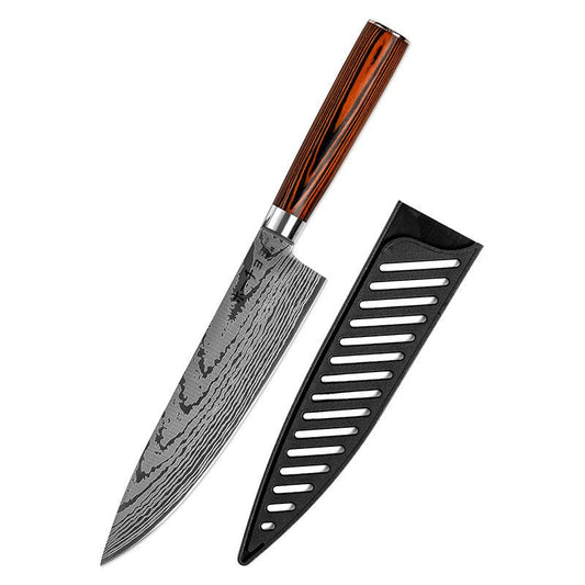 Cuțit profesional JP GYUTO, oțel carbonificat japonez HRC 60 călire laser, mâner Deluxe Pakka – imagine produs 2