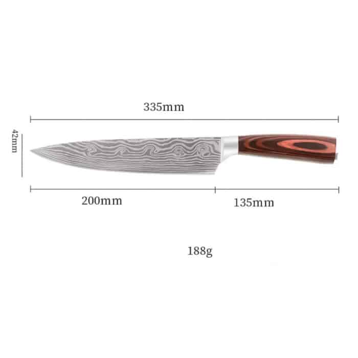 Cuțit profesional HOCHO Chef, oțel japonez HRC 60 călire laser, mâner Deluxe Pakka – imagine produs 11