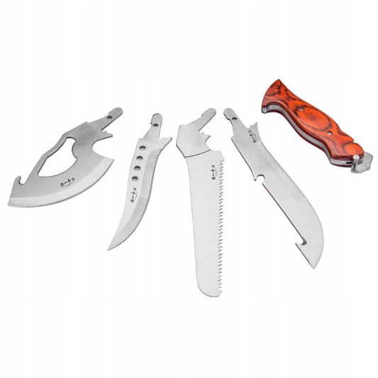 Cuțit cu lame detașabile de camping, multifuncțional 4 in 1, husa nylon image 0
