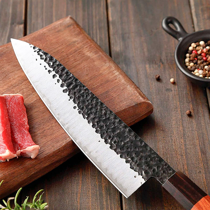 Cuțit profesional japonez HOCHO Gyuto, seria JP, oțel japonez HRC 60 călire manuală, mâner Deluxe Pakka – imagine produs 3