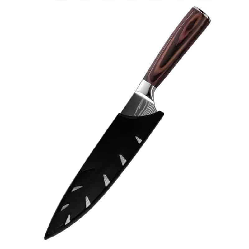 Cuțit profesional HOCHO Chef, oțel japonez HRC 60 călire laser, mâner Deluxe Pakka – imagine produs 10