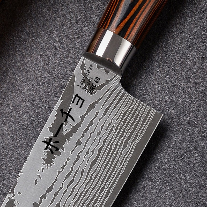 Cuțit profesional JP KAWAMUKI, oțel carbonificat japonez HRC 60 călire laser, mâner Deluxe Pakka – imagine produs 5