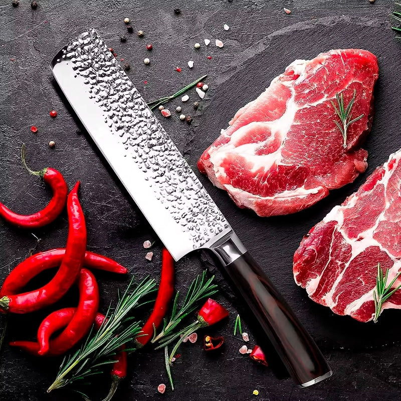 Cuțit profesional HOCHO Nakiri, oțel japonez HRC 60 călire manuală, mâner Deluxe Pakka – imagine produs 2