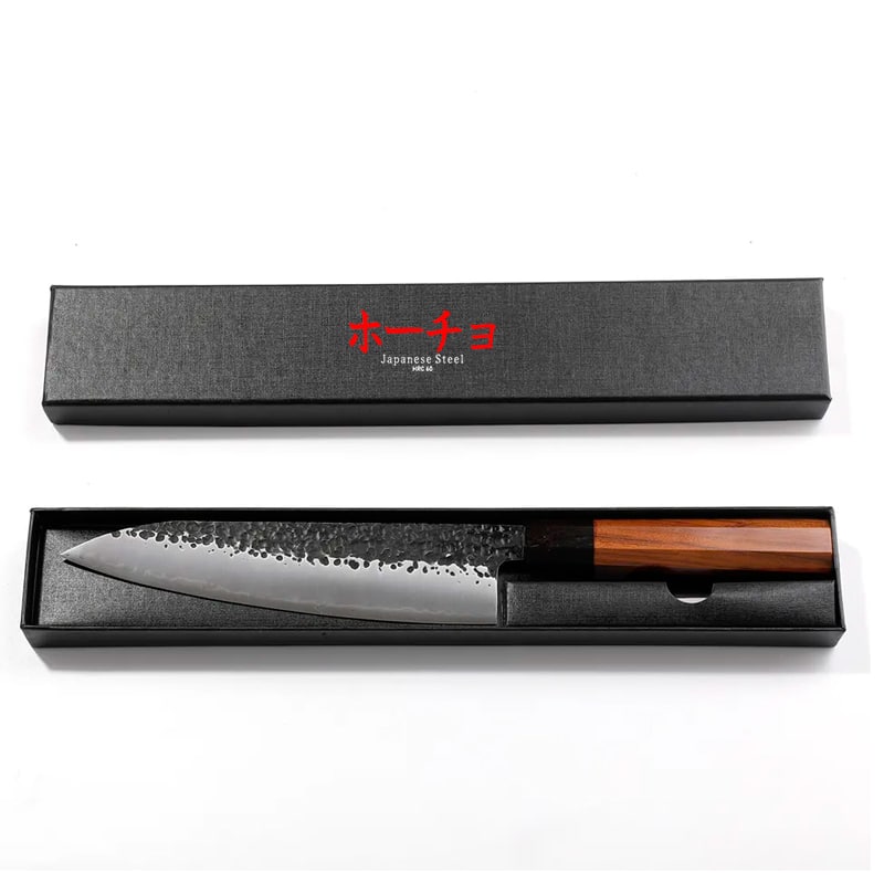 Cuțit profesional japonez HOCHO Gyuto, seria JP, oțel japonez HRC 60 călire manuală, mâner Deluxe Pakka – imagine produs 7