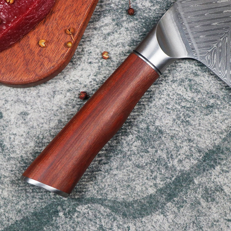 Cuțit profesional HOCHO Satâr EXTRA, Damascus L67 HRC 60, mâner Deluxe Pakka – imagine produs 5