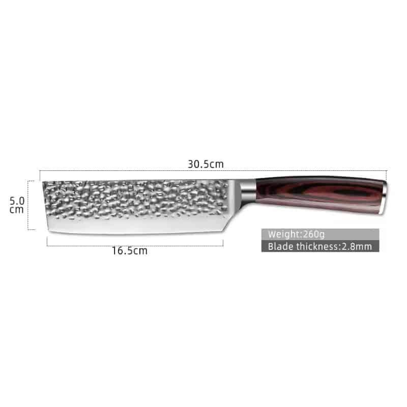 Cuțit profesional HOCHO Nakiri, oțel japonez HRC 60 călire manuală, mâner Deluxe Pakka – imagine produs 7