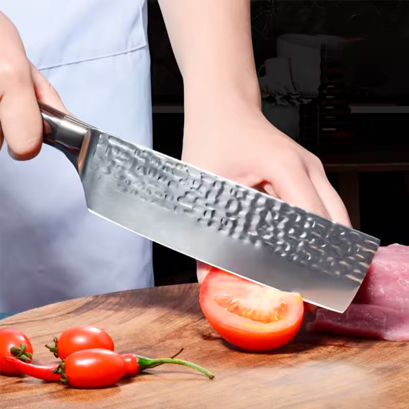 Cuțit profesional HOCHO Nakiri, oțel japonez HRC 60 călire manuală, mâner Deluxe Pakka – imagine produs 4