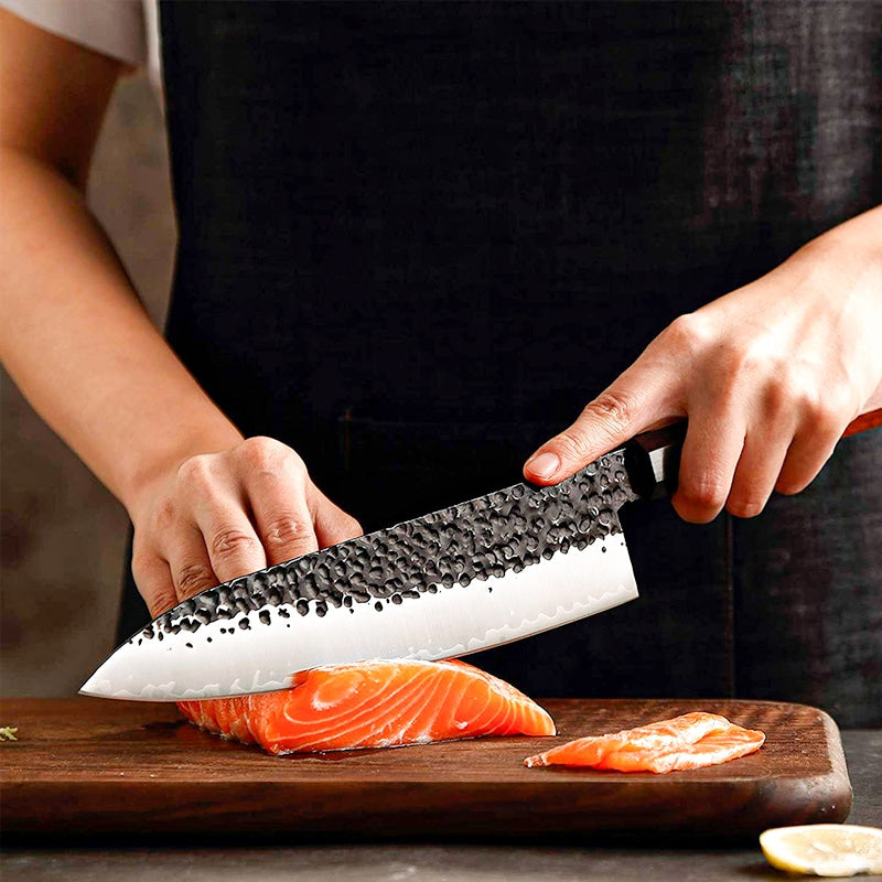 Cuțit profesional japonez HOCHO Gyuto, seria JP, oțel japonez HRC 60 călire manuală, mâner Deluxe Pakka – imagine produs 4