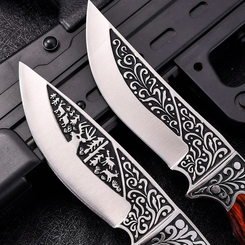 Briceag cu husa nylon, lama fixa, otel japonez, maner Delux Pakka, Maro image 1