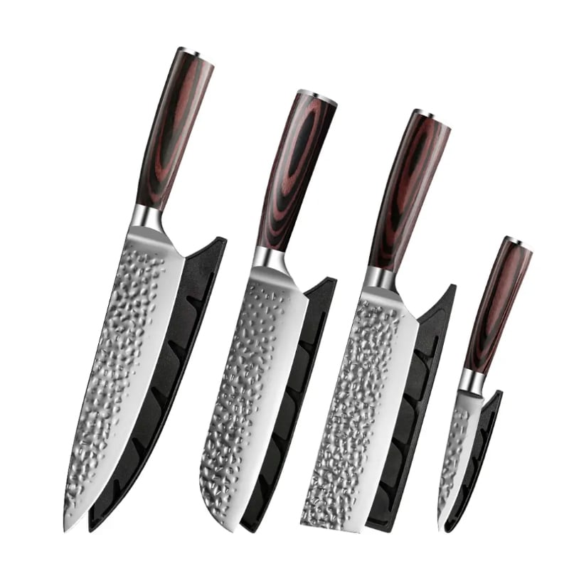 Set 4 cuțite HOCHO profesional, oțel japonez HRC 60 călire manuală, mâner Deluxe Pakka – imagine produs 2