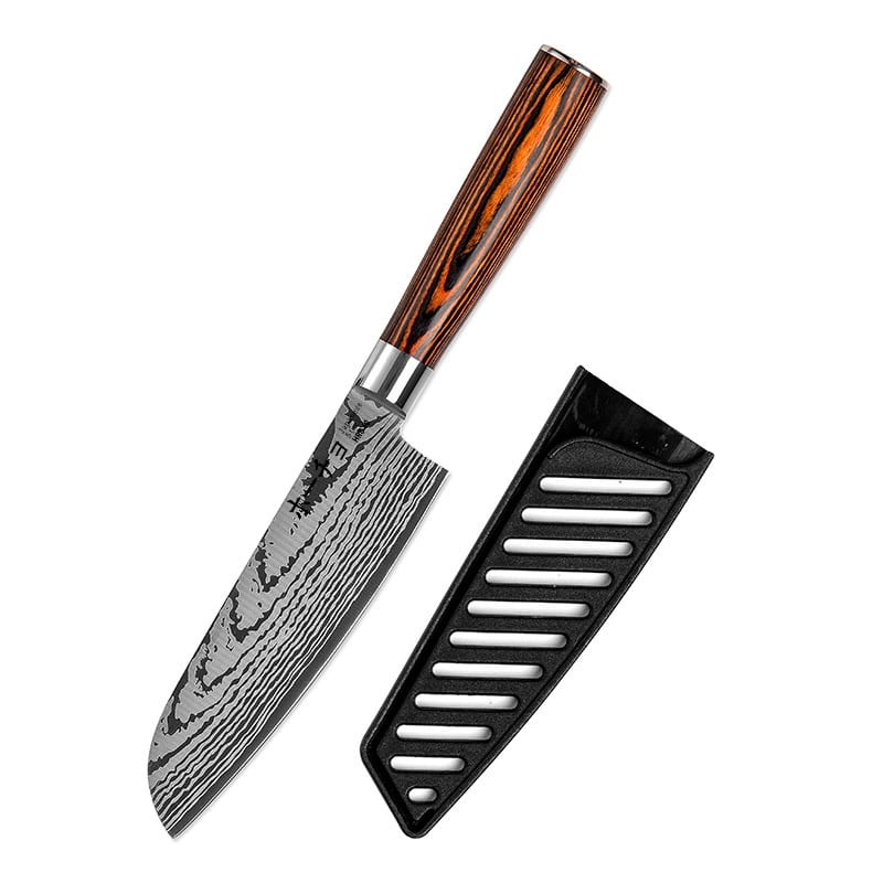 Cuțit profesional JP KAWAMUKI, oțel carbonificat japonez HRC 60 călire laser, mâner Deluxe Pakka