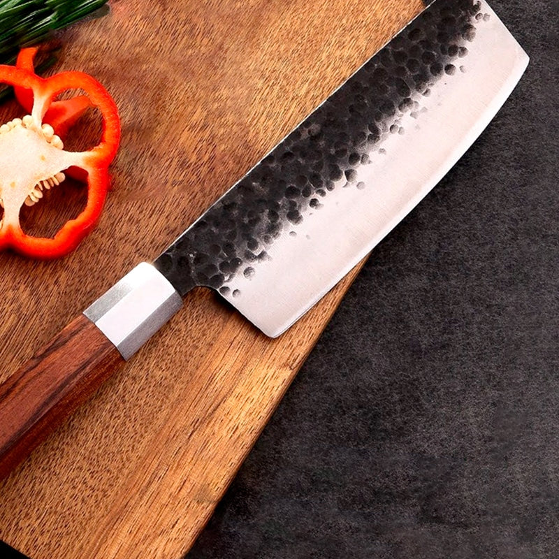 Cuțit profesional japonez HOCHO Nakiri, seria JP, oțel japonez HRC 60 călire manuală, mâner Deluxe Pakka – imagine produs 3