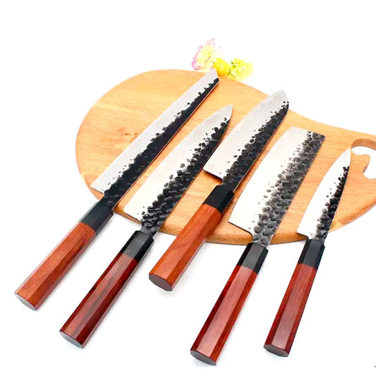 Set 5 cuțite profesionale HOCHO seria JP, oțel japonez HRC 60 călire manuală, mâner Deluxe Pakka – imagine produs 2