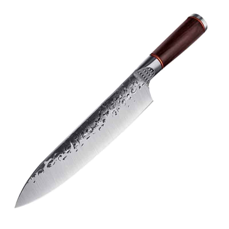 Cuțit profesional Chef cu husă, seria Brutus, HOCHO, oțel japonez HRC 60 călire manuală, mâner Deluxe Pakka – imagine produs 