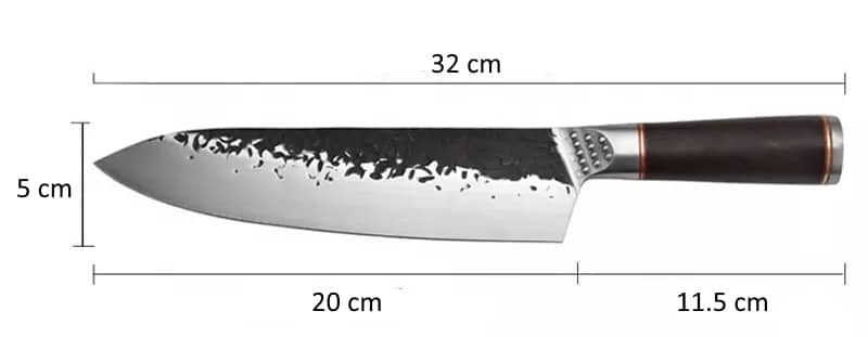 Cuțit profesional HOCHO Chef seria Brutus, oțel japonez HRC 60 călire manuală, mâner Deluxe Pakka – imagine produs 4