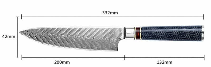 Cuțit profesional HOCHO Chef, Damascus L67 HRC 60, mâner VG10 – imagine produs 10