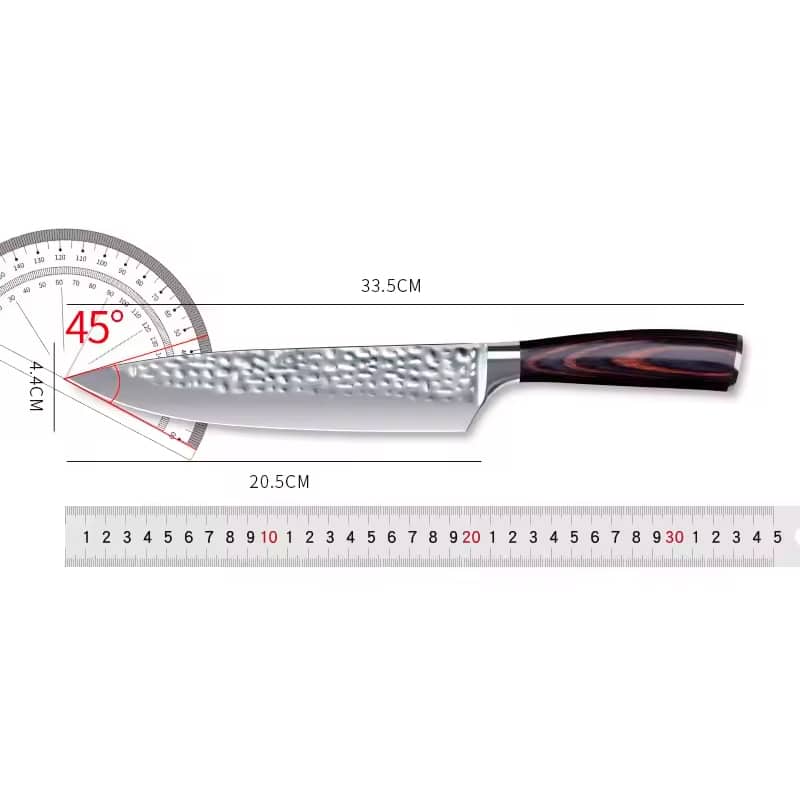Cuțit profesional HOCHO Chef, oțel japonez HRC 60 călire manuală, mâner Deluxe Pakka – imagine produs 6