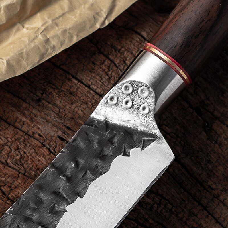Cuțit profesional Chef cu husă, seria Brutus, HOCHO, oțel japonez HRC 60 călire manuală, mâner Deluxe Pakka – imagine produs 