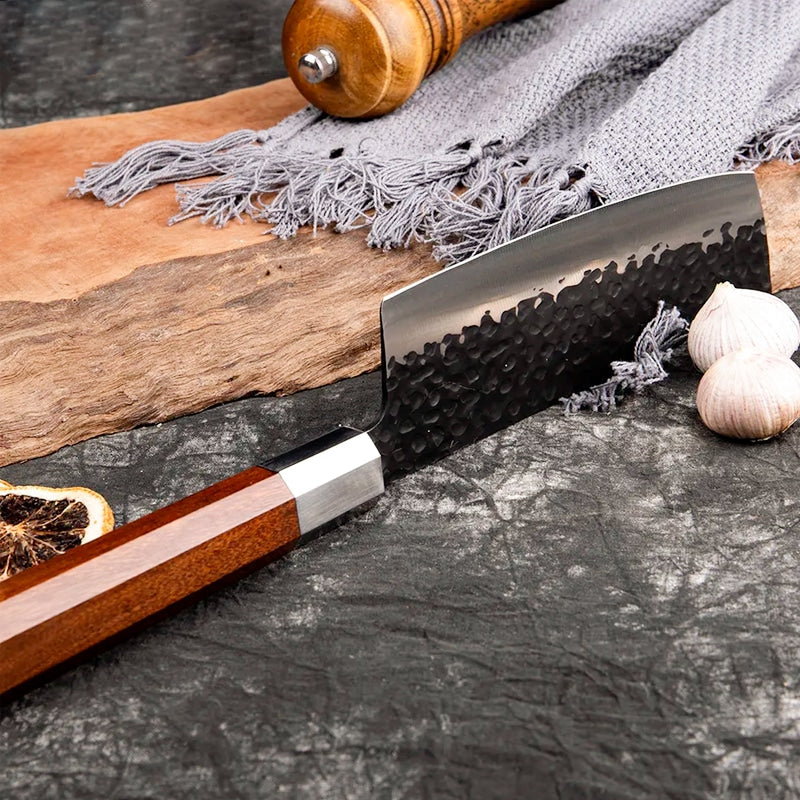 Cuțit profesional japonez HOCHO Nakiri, seria JP, oțel japonez HRC 60 călire manuală, mâner Deluxe Pakka – imagine produs 4