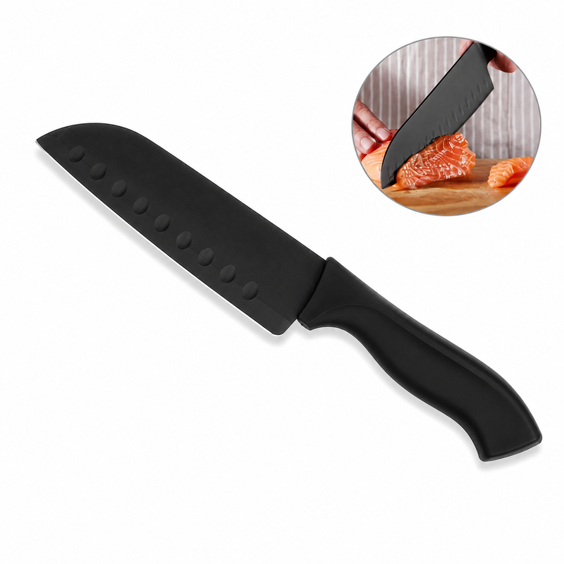 Cuțit Santoku, 30cm cu lamă din inox cu finisaj negru, ERGO