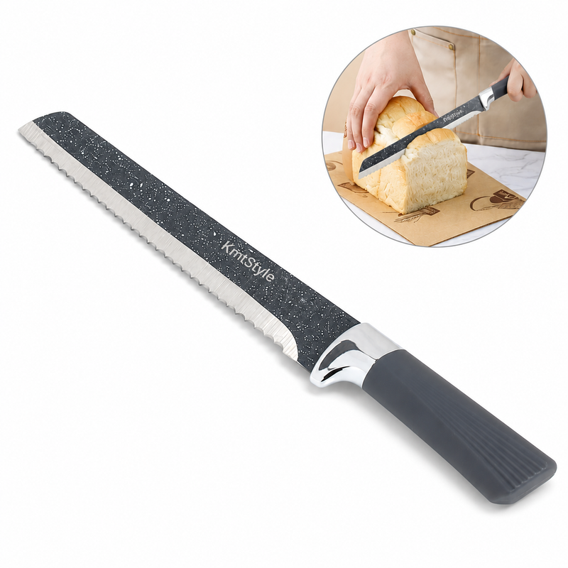 Cuțit pentru pâine, cu lamă din inox cu finisaj granit, TERRA