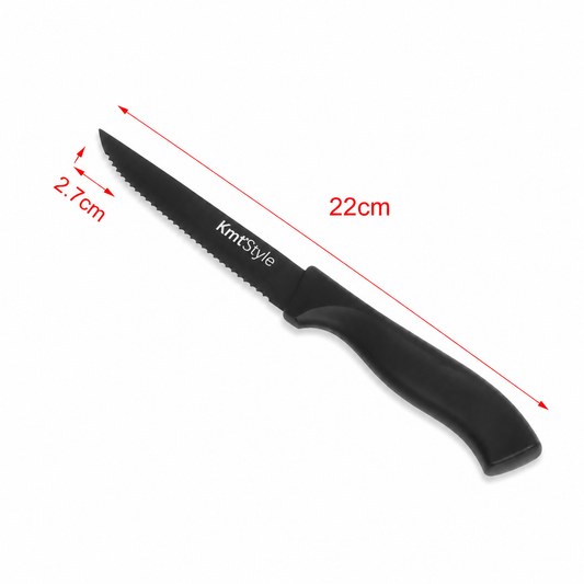 Cuțit pentru friptură, 22cm, cu lamă antiaderentă din inox cu finisaj negru, ERGO