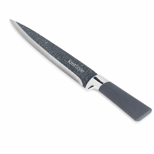 Cuțit pentru friptură și feliere, 33cm, cu lamă din inox cu finisaj granit, TERRA