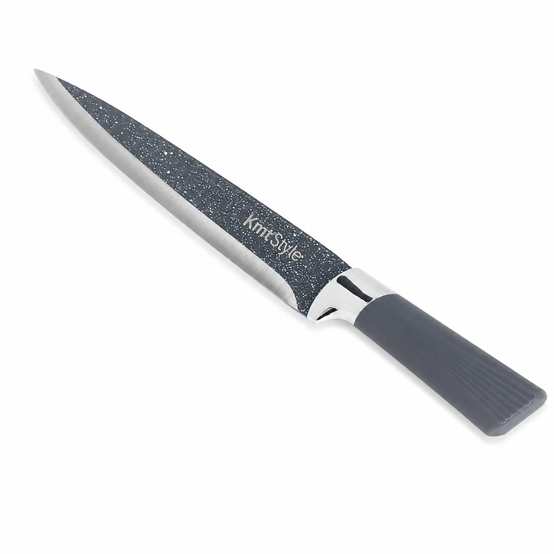 Cuțit pentru friptură și feliere, 33cm, cu lamă din inox cu finisaj granit, TERRA