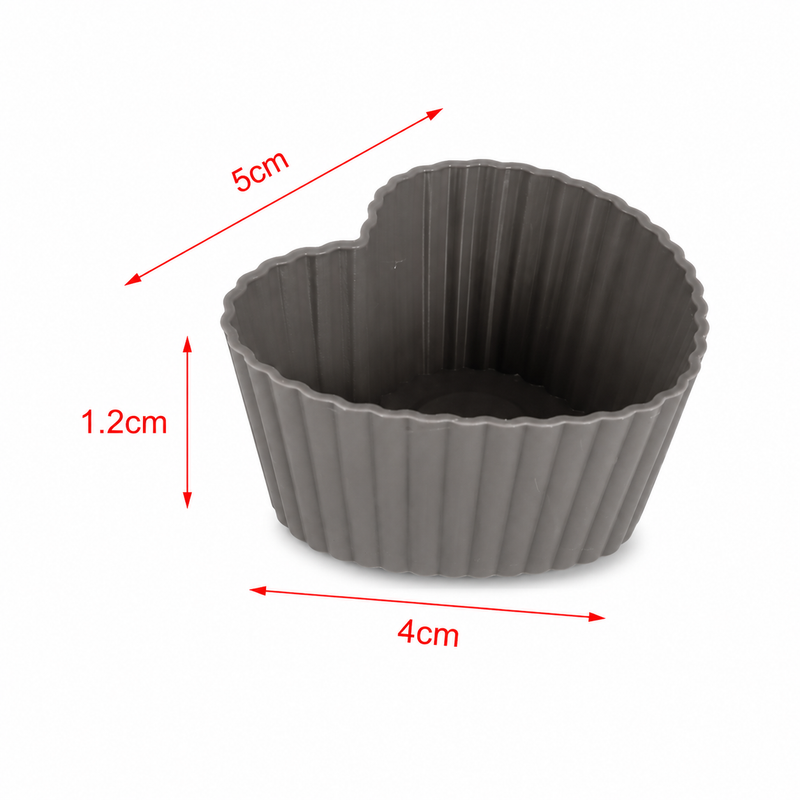 Forme inima pentru brioșe, din silicon, set 6 piese, 5x4x1,2 cm, seria FLEXI