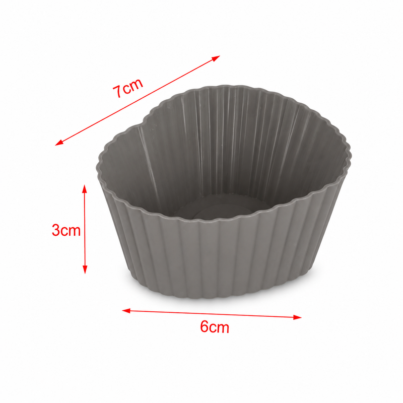 Forme inimă pentru brioșe, din silicon, set 6 piese, 7x6x3 cm, seria FLEXI