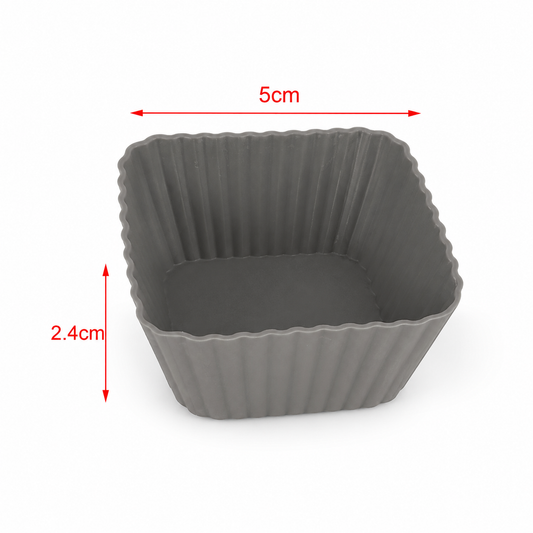 Forme pătrate pentru brioșe, din silicon, set 6 piese, 5x2,4 cm, seria FLEXI