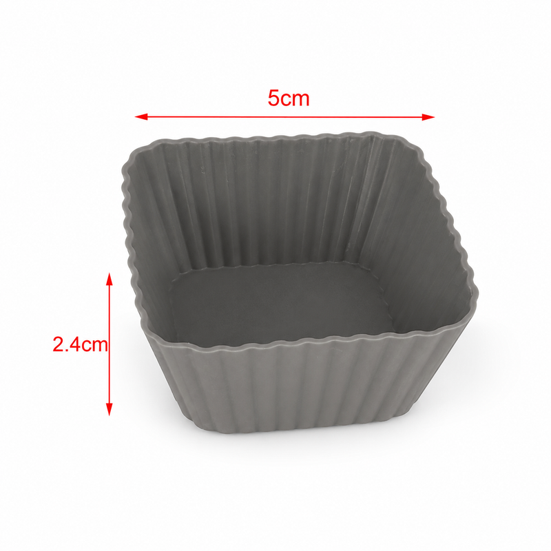 Forme pătrate pentru brioșe, din silicon, set 6 piese, 5x2,4 cm, seria FLEXI