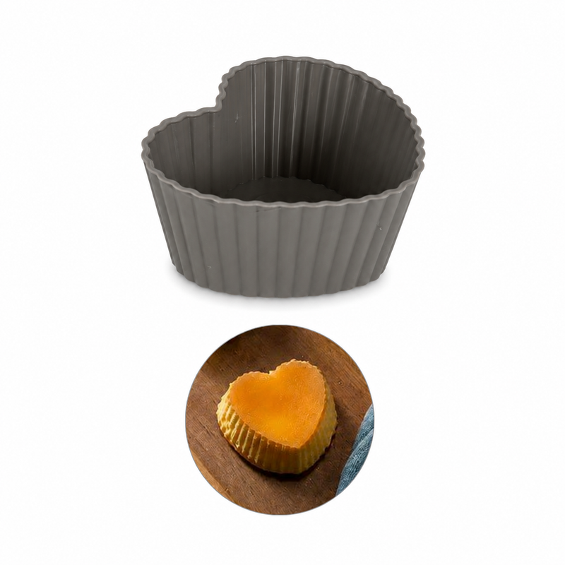 Forme inimă pentru brioșe, din silicon, set 6 piese, 7x6x3 cm, seria FLEXI