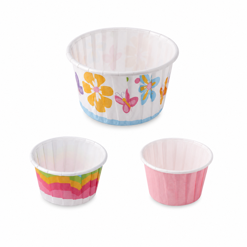 Forme rotunde pentru brioșe, din hârtie pentru copt, Ø4 x 5 cm, set 16 piese, seria PARTY