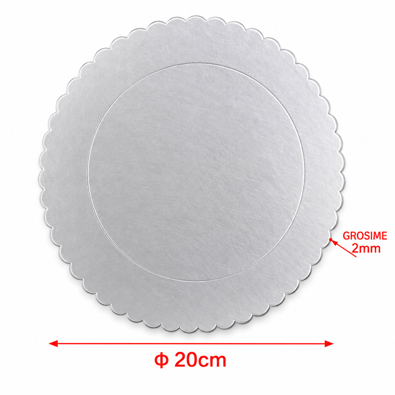 Suport rotund pentru tort, din carton alimentar laminat, Ø20 cm, grosime 2 mm