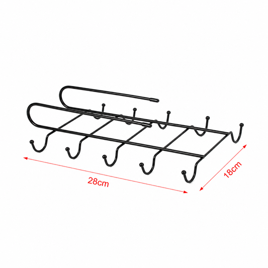 Suport suspendat cu 10 cârlige, din metal, 28 x 18 cm, seria EASY