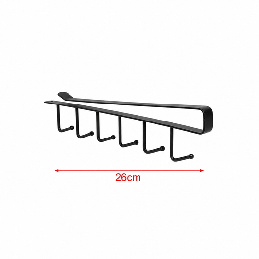 Suport suspendat cu 6 cârlige, din metal, 26 cm, seria EASY