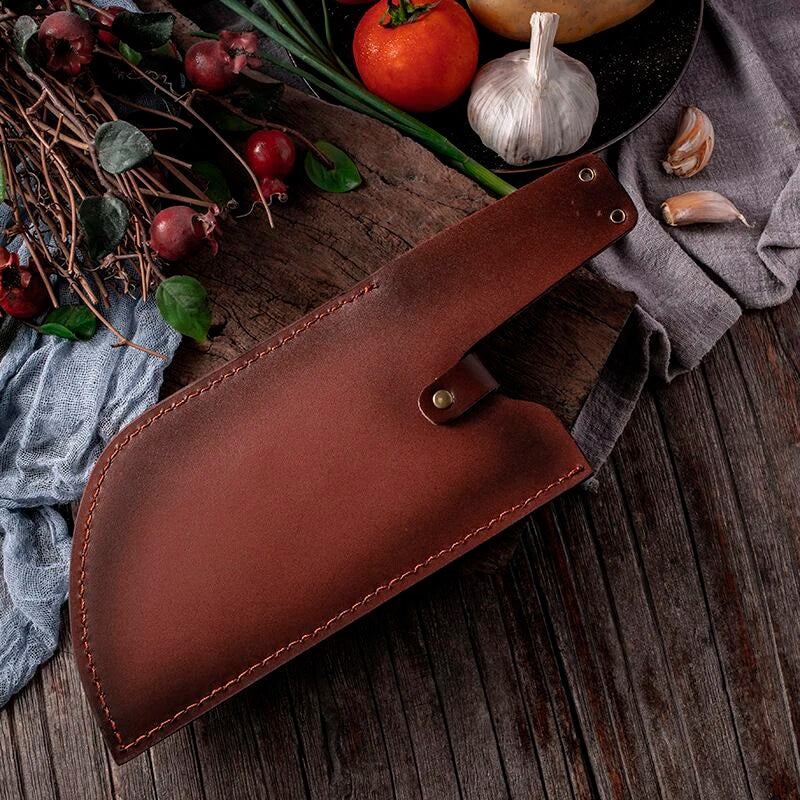 Husa cutit cu prinderea de centura HOCHO din piele vegana EXTRA PRO, pentru cutitul Serbian, 23cm x 12cm, Maro image 2