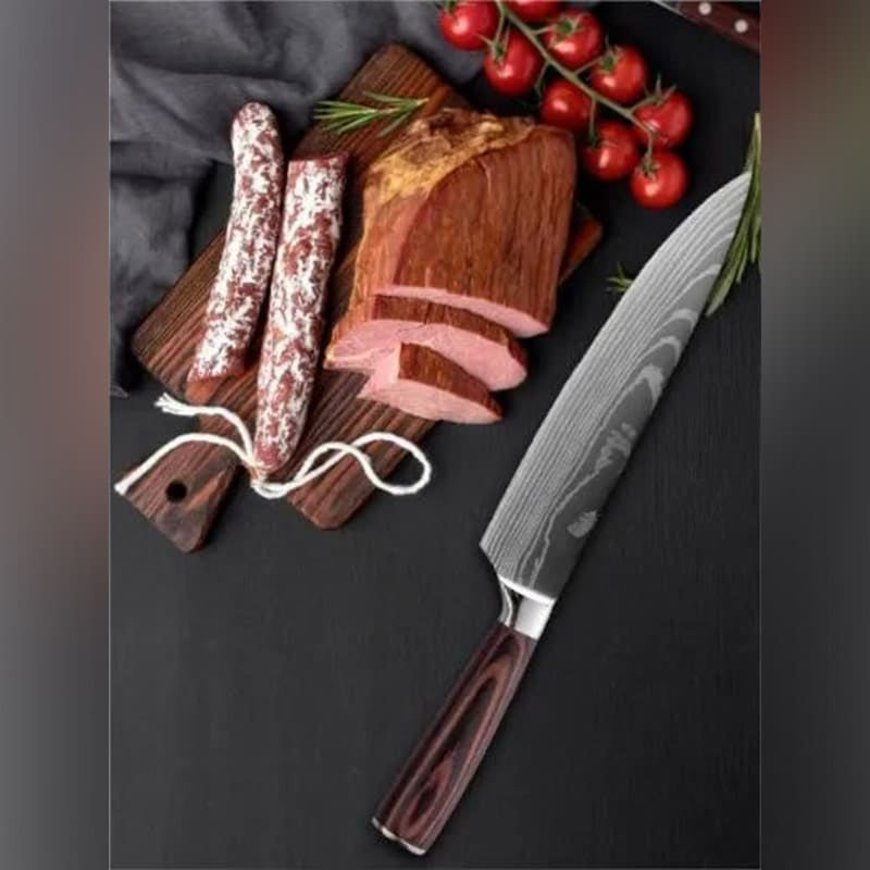 Cuțit profesional HOCHO Chef, oțel japonez HRC 60 călire laser, mâner Deluxe Pakka – imagine produs 7