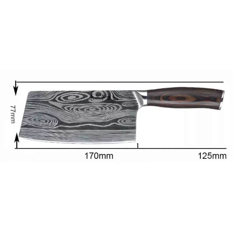 Cuțit profesional HOCHO Satâr, oțel japonez HRC 60 călire laser, mâner Deluxe Pakka – imagine produs 6