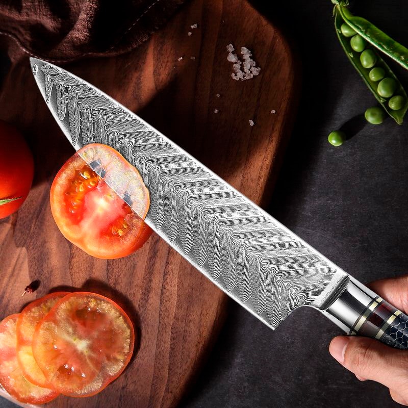 Cuțit profesional HOCHO Chef, Damascus L67 HRC 60, mâner VG10 – imagine produs 7
