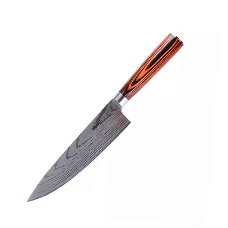 Cuțit profesional JP GYUTO, oțel carbonificat japonez HRC 60 călire laser, mâner Deluxe Pakka – imagine produs 4