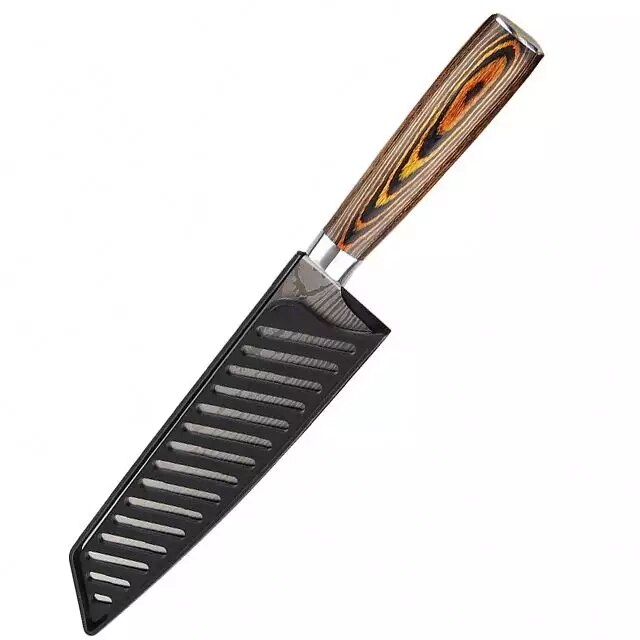 Cuțit profesional JP KIRITSUKE, oțel carbonificat japonez HRC 60 călire laser, mâner Deluxe Pakka – imagine produs 3