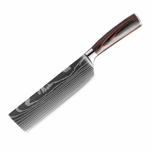 Cuțit profesional japonez HOCHO Nakiri, oțel japonez HRC 60 călire laser, mâner Deluxe Pakka